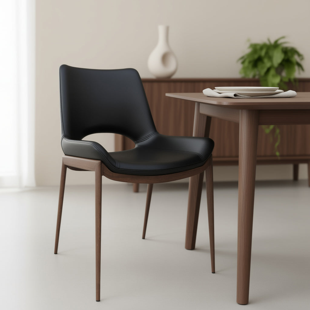 Icona Dining/Lounge Chair (Black and Walnut) (Set of 6)