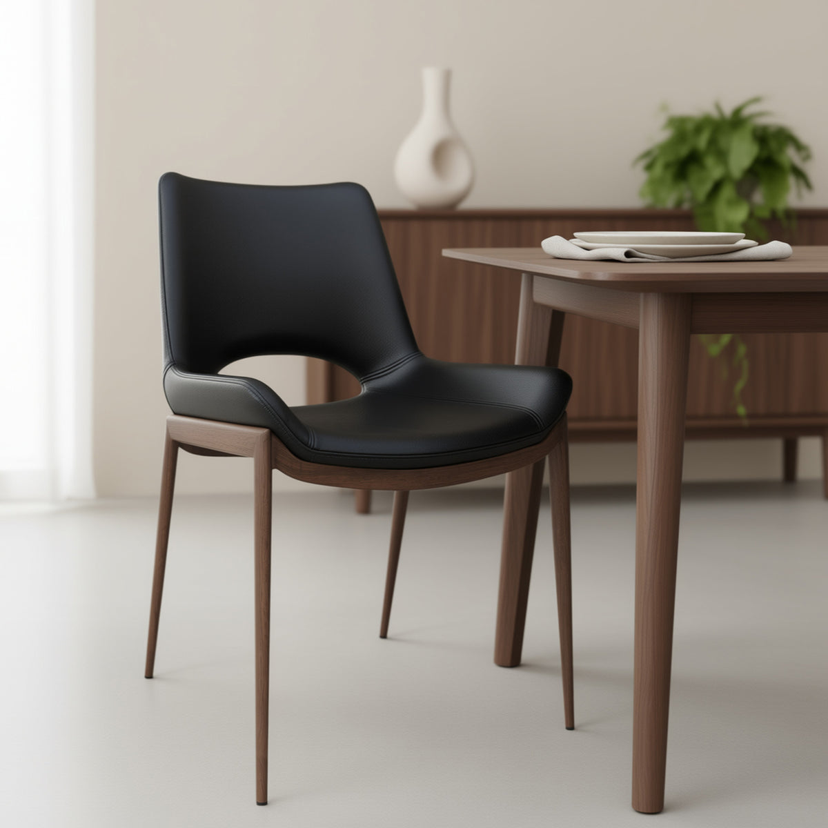 Icona Dining/Lounge Chair (Black and Walnut) (Set of 6)