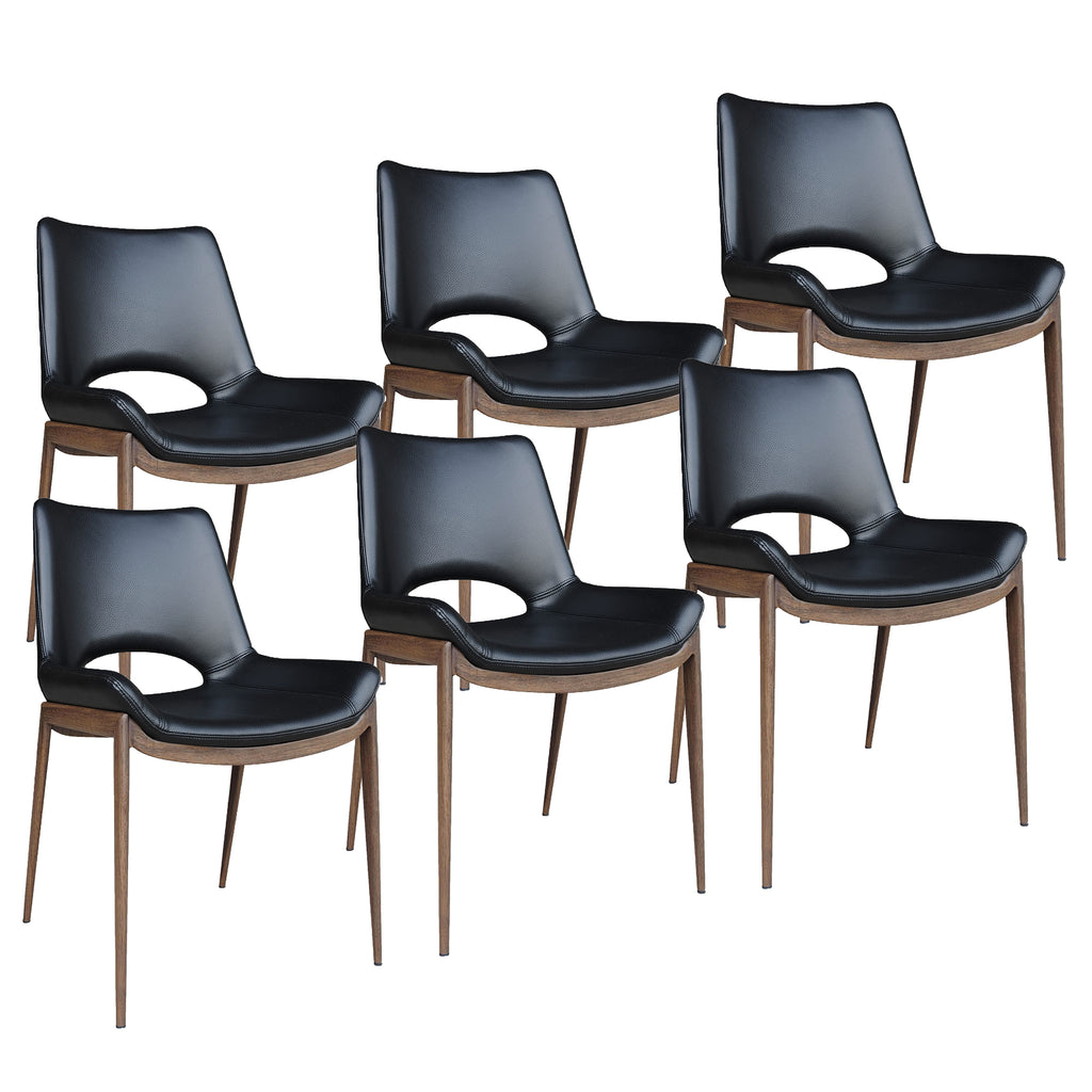 Icona Dining/Lounge Chair (Black and Walnut) (Set of 6)
