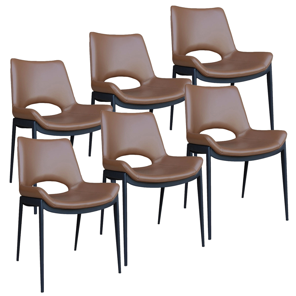 Icona Dining/Lounge Chair (Saddle and Black) (Set of 6)