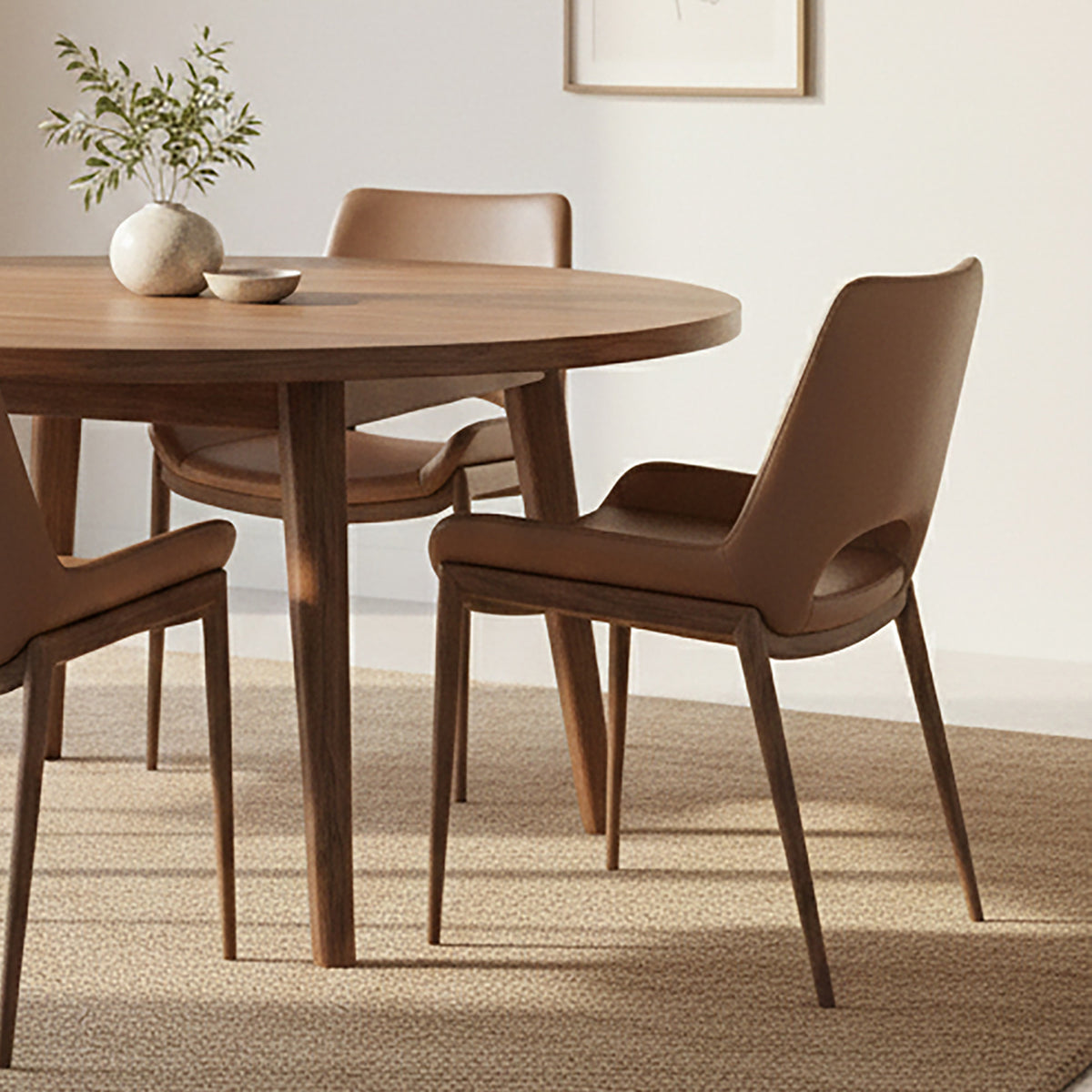 Icona Dining/Lounge Chair (Saddle and Walnut) (Set of 6)