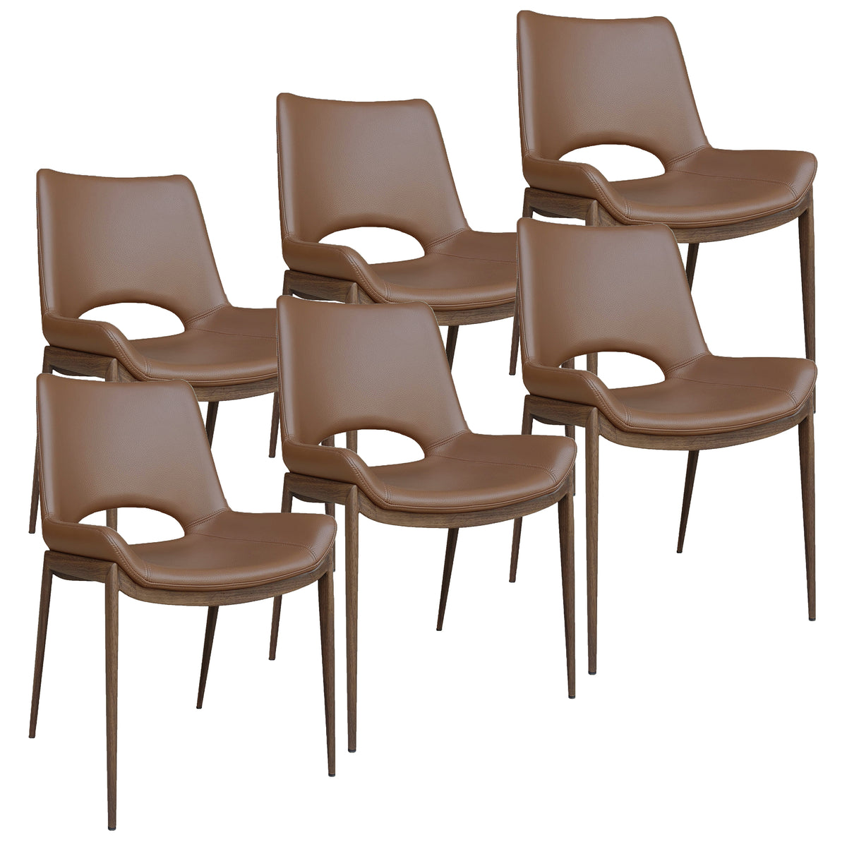 Icona Dining/Lounge Chair (Saddle and Walnut) (Set of 6)