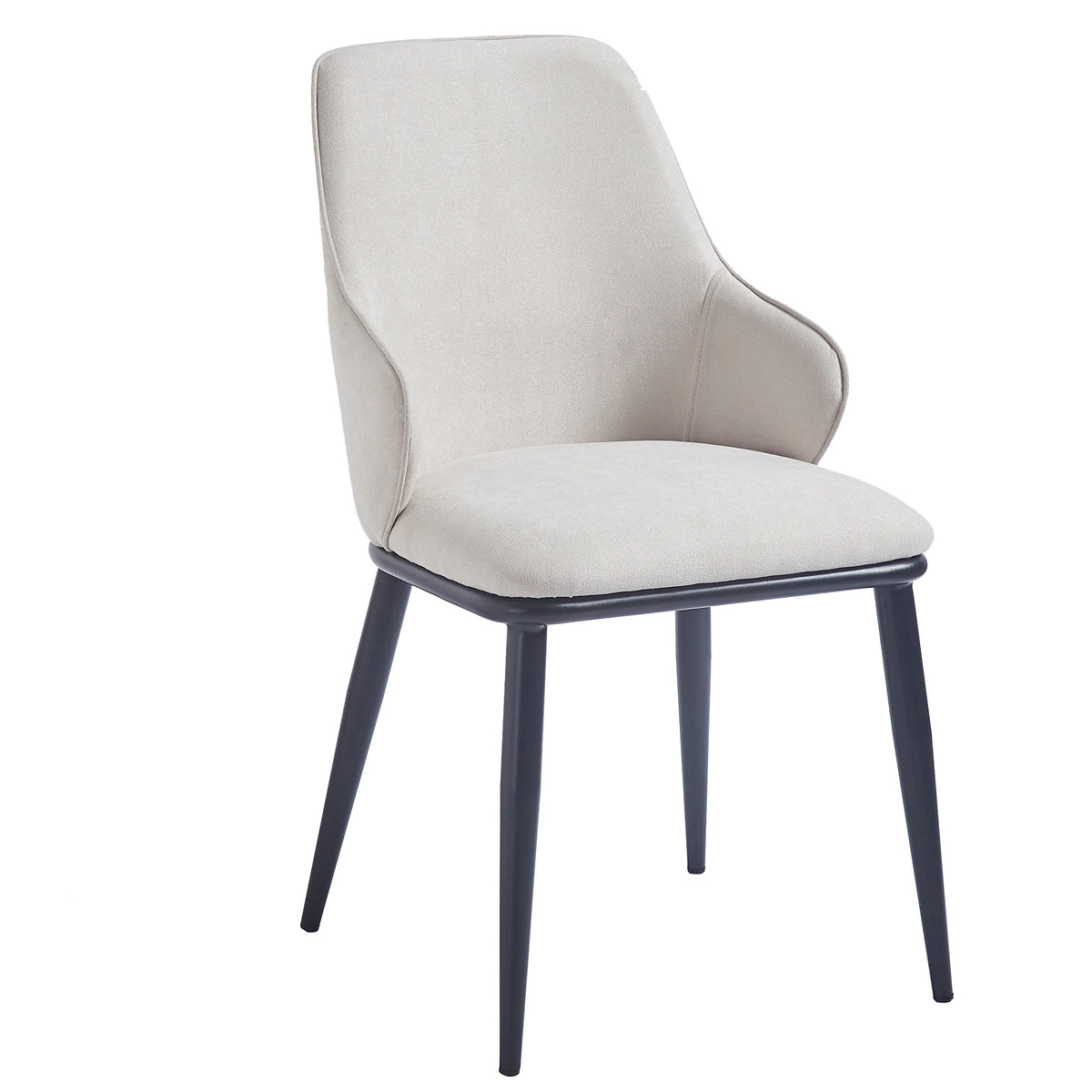 Kash Dining/Lounge Chair (Beige Fabric and Black) (Set of 2)