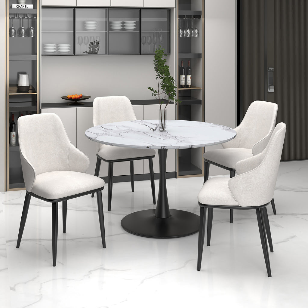 Kash Dining/Lounge Chair (Beige Fabric and Black) (Set of 2)