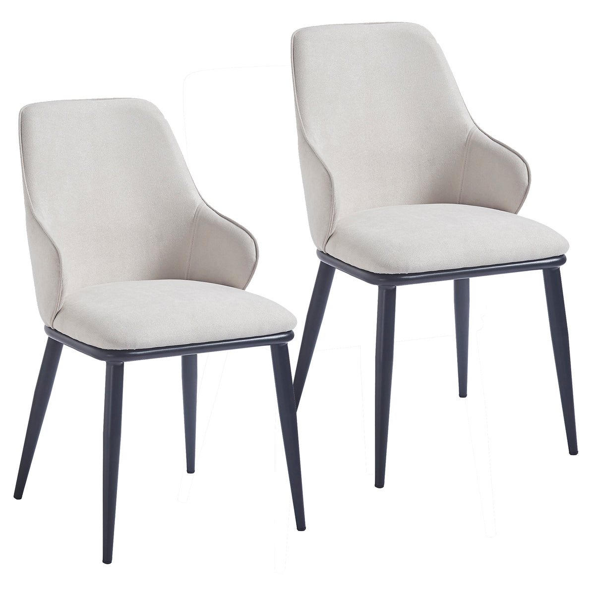 Kash Dining/Lounge Chair (Beige Fabric and Black) (Set of 2)