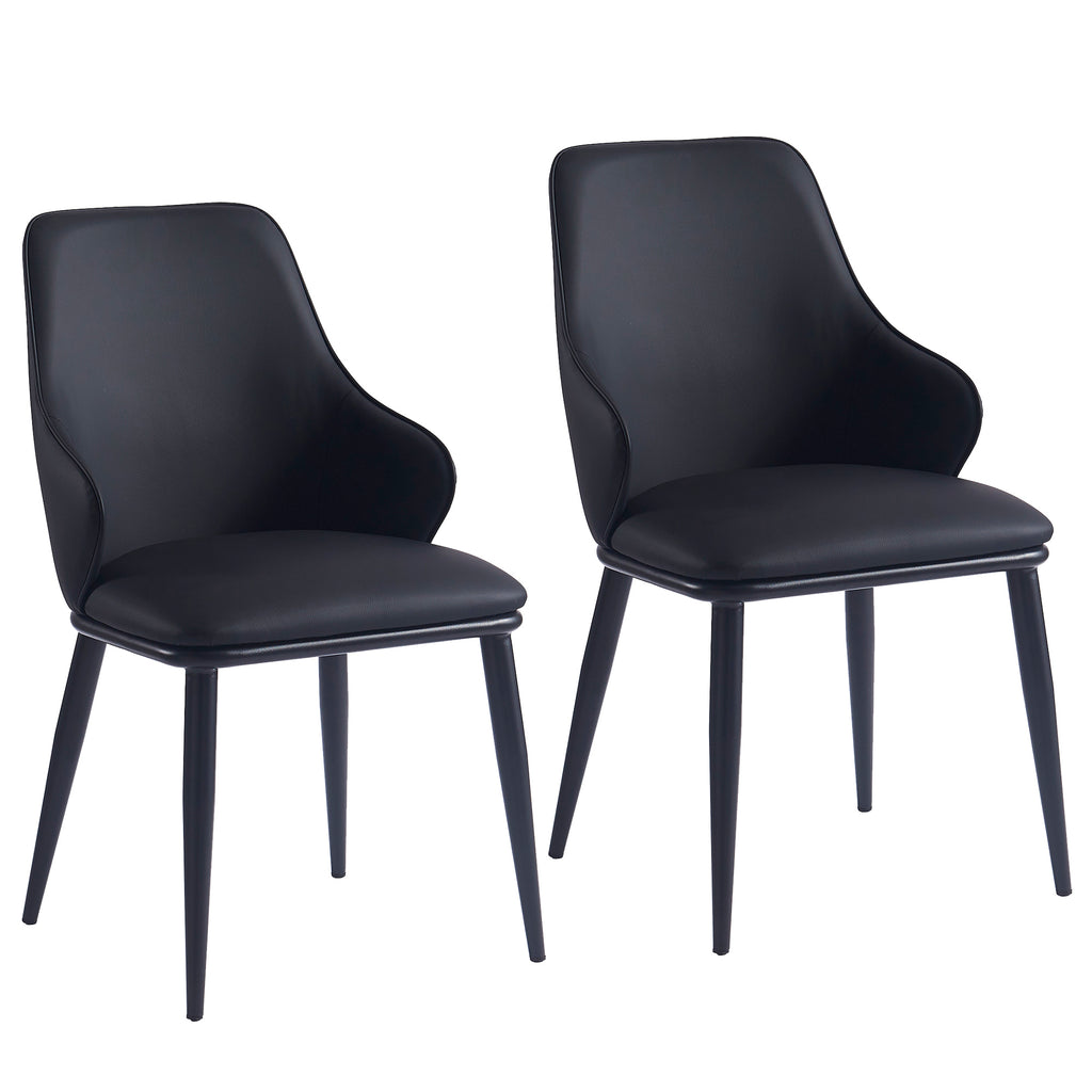 Kash Dining/Lounge Chair (Black PU and Black) (Set of 2)