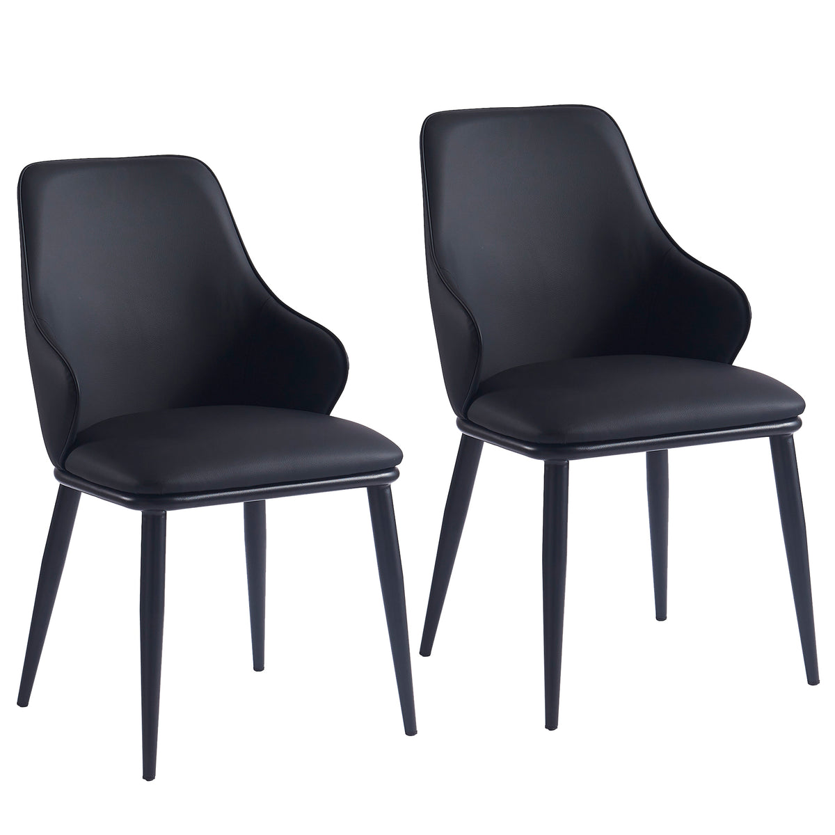 Kash Dining/Lounge Chair (Black PU and Black) (Set of 2)