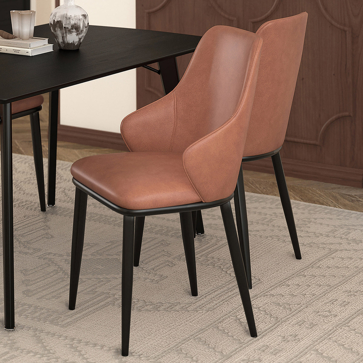 Kash Dining/Lounge Chair (Saddle PU and Black) (Set of 2)