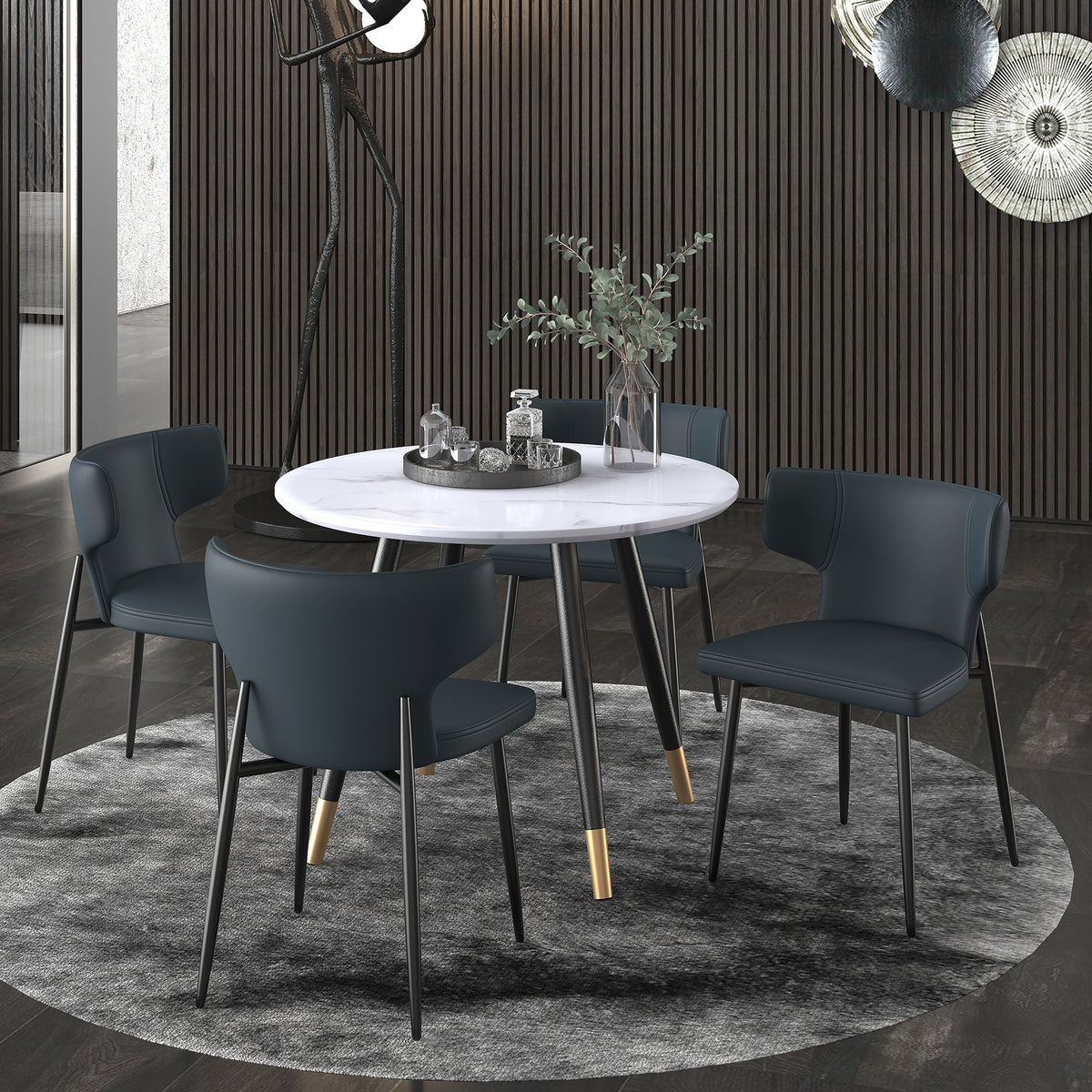 Olis Dining/Lounge Chair (Black and Black) (Set of 2)