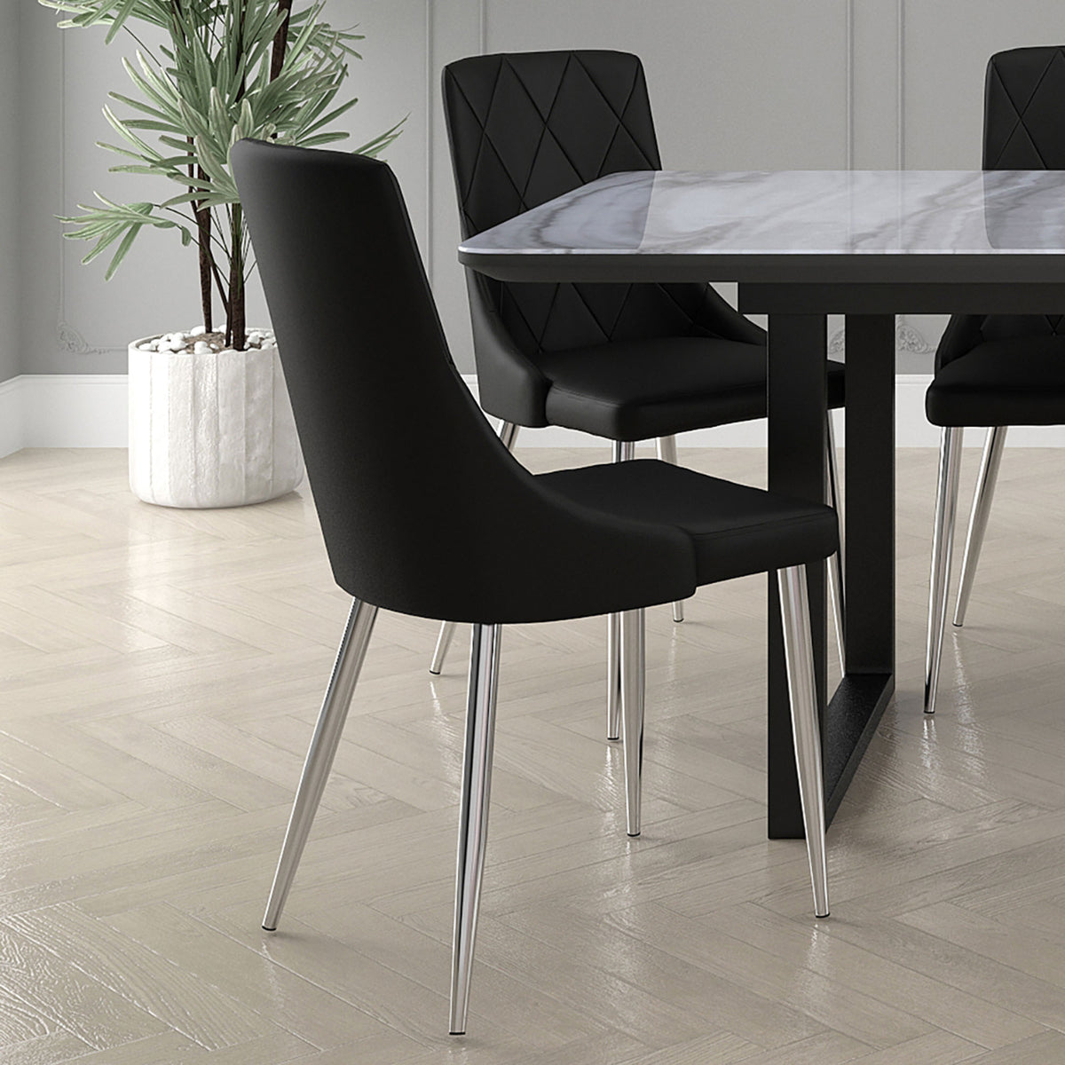 Devo Dining/Lounge Chair (Black and Chrome) (Set of 2)