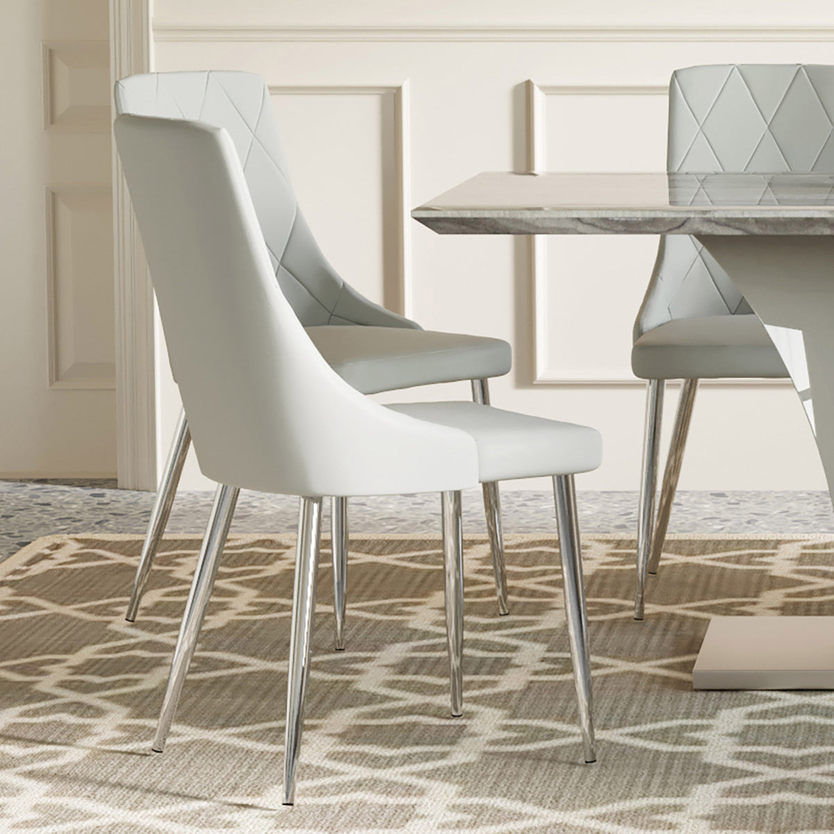 Devo Dining/Lounge Chair (Light Grey and Chrome) (Set of 2)