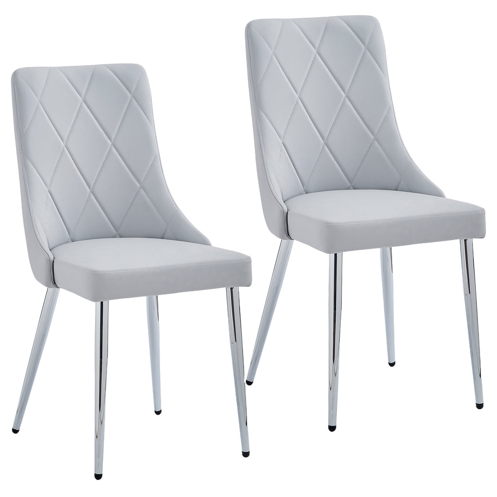 Devo Dining/Lounge Chair (Light Grey and Chrome) (Set of 2)