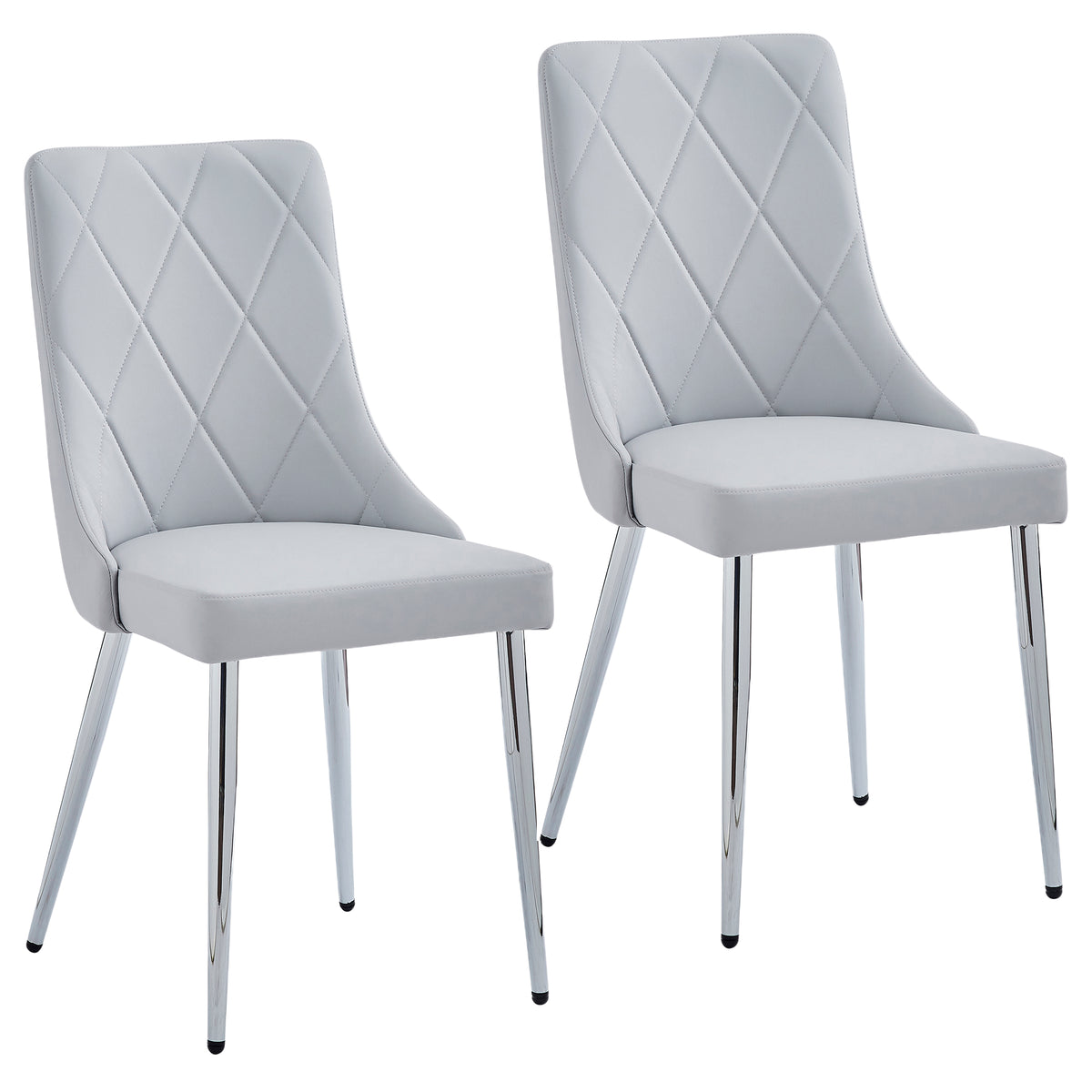 Devo Dining/Lounge Chair (Light Grey and Chrome) (Set of 2)
