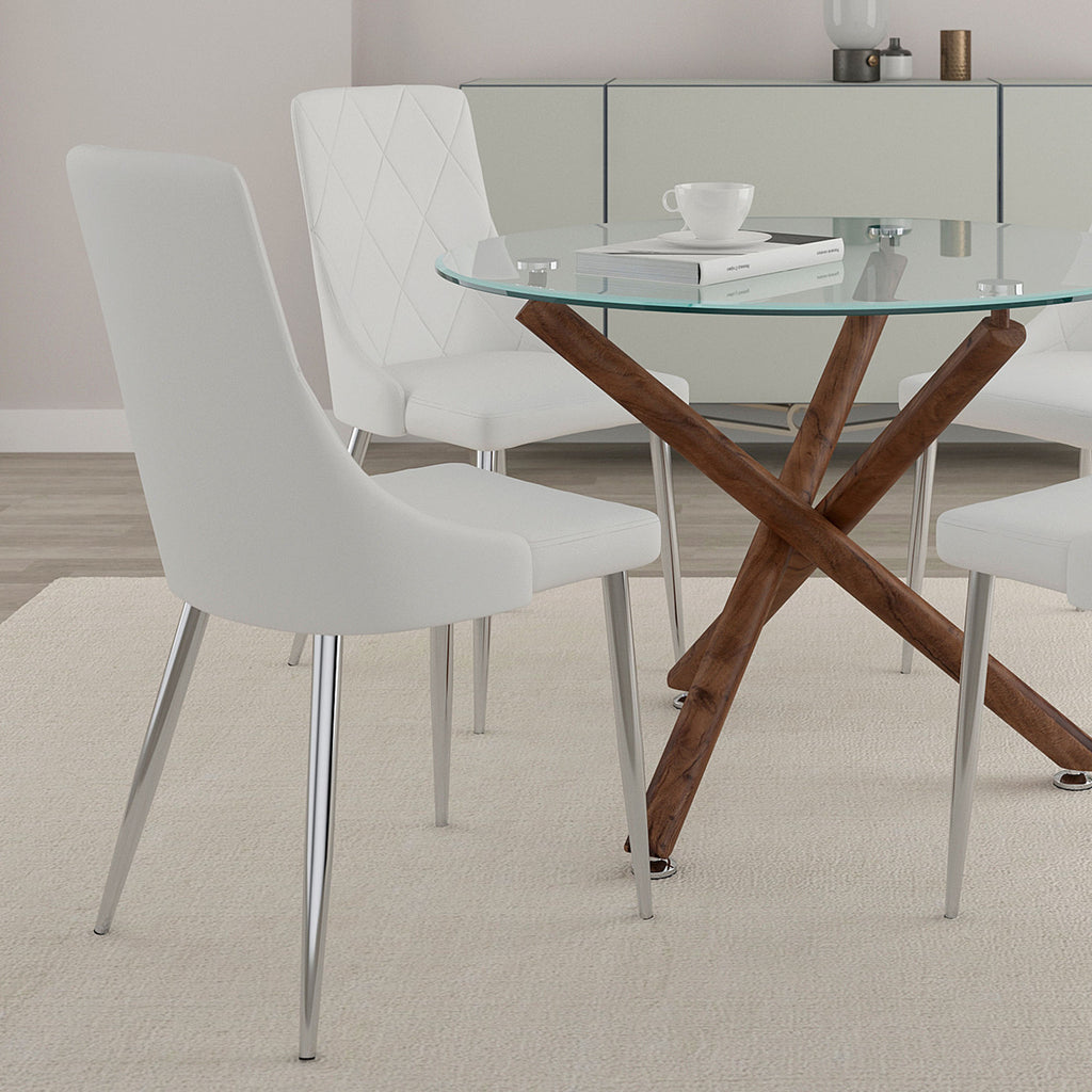 Devo Dining/Lounge Chair (White and Chrome) (Set of 2)