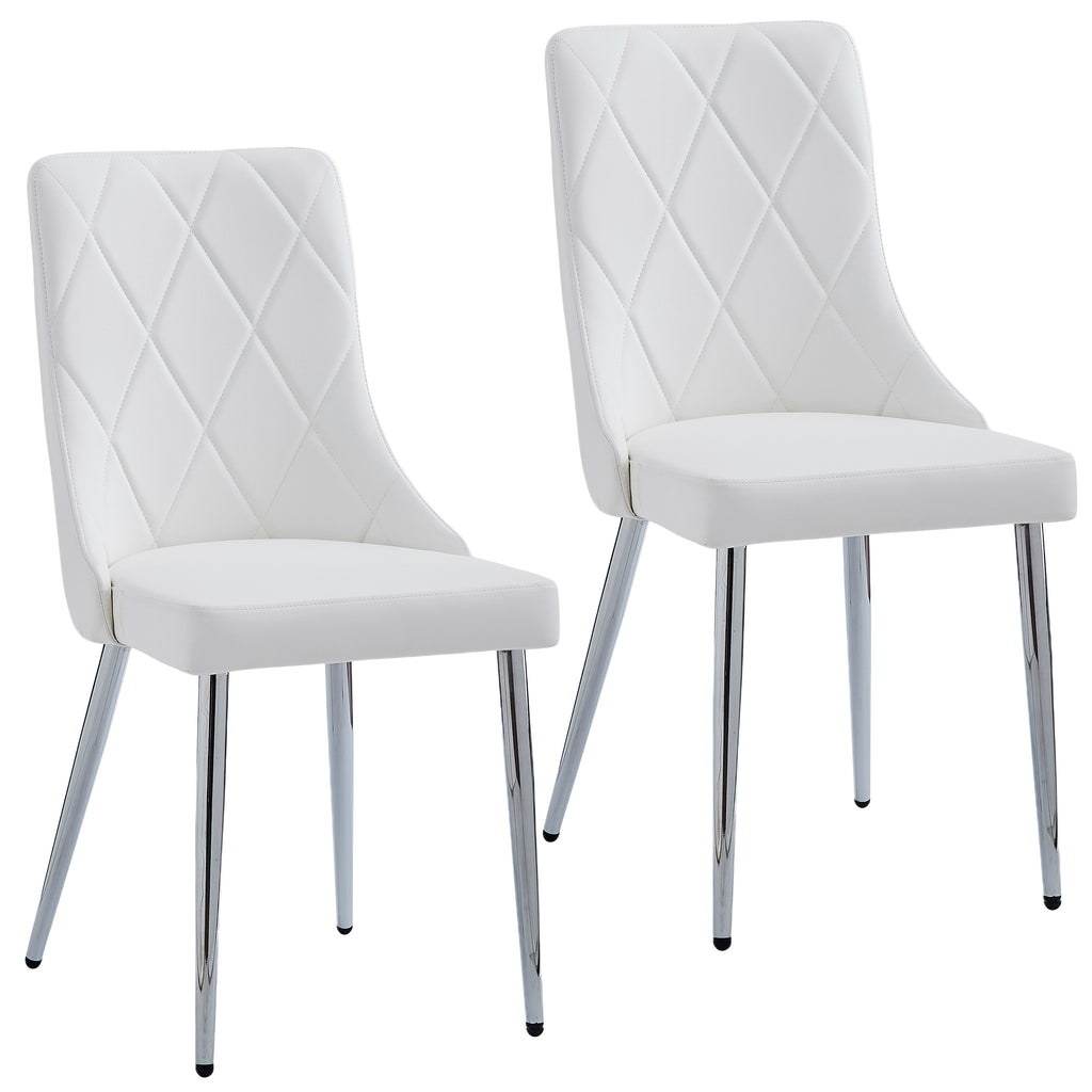 Devo Dining/Lounge Chair (White and Chrome) (Set of 2)
