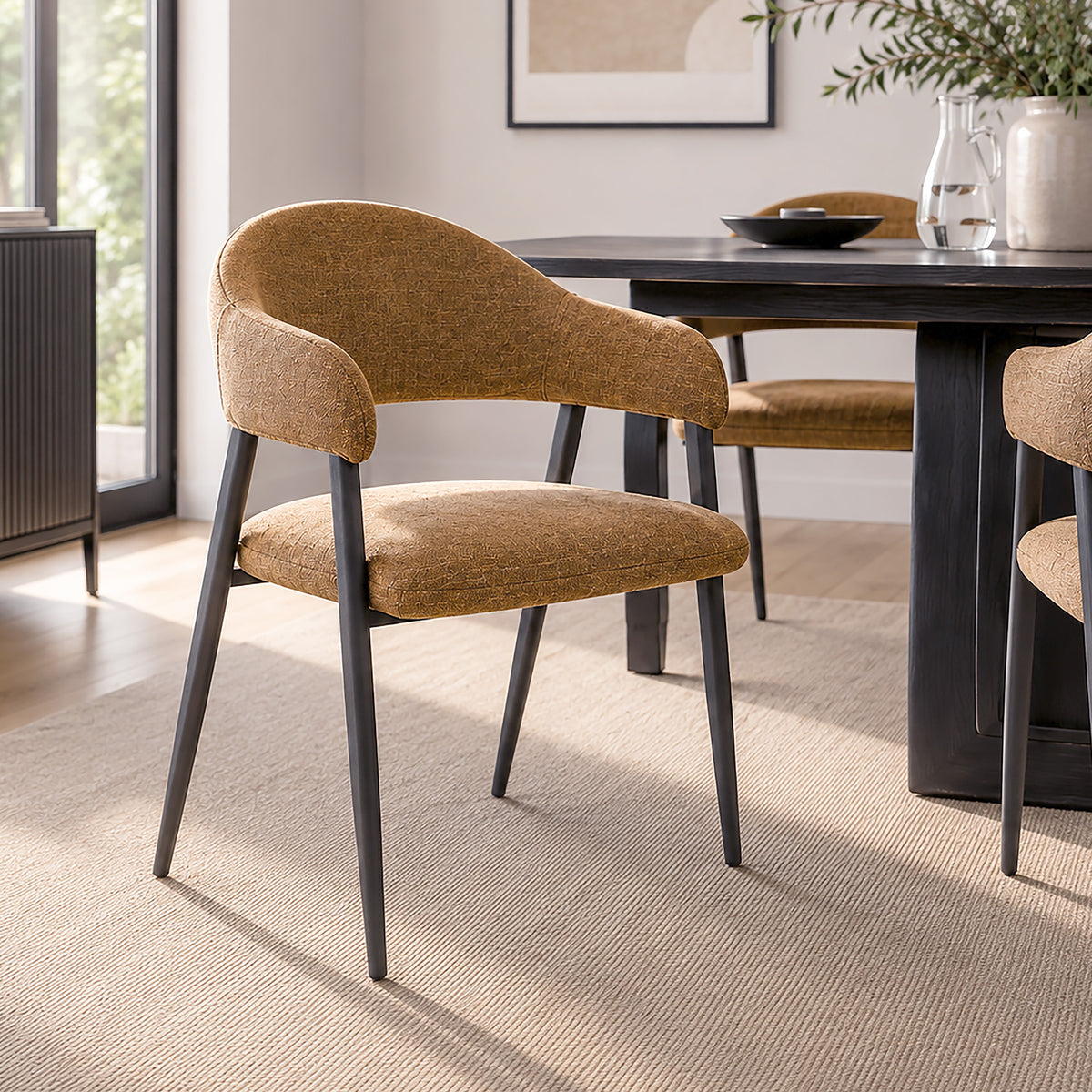 Alfie Dining Chair (Caramel and Black) (Set of 4)