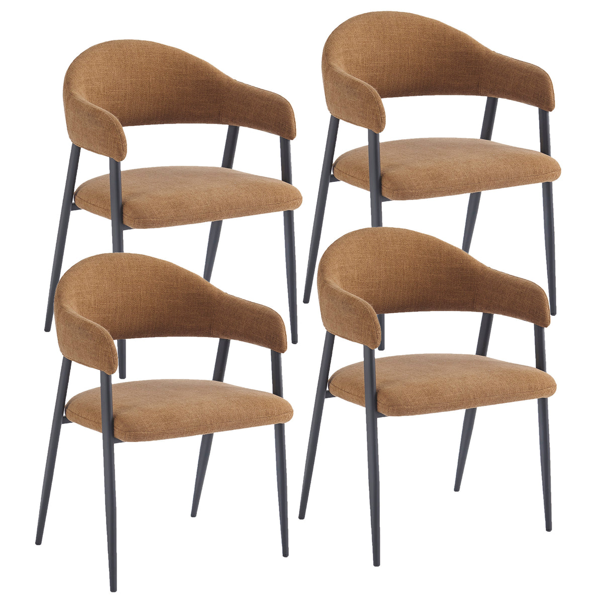Alfie Dining Chair (Caramel and Black) (Set of 4)