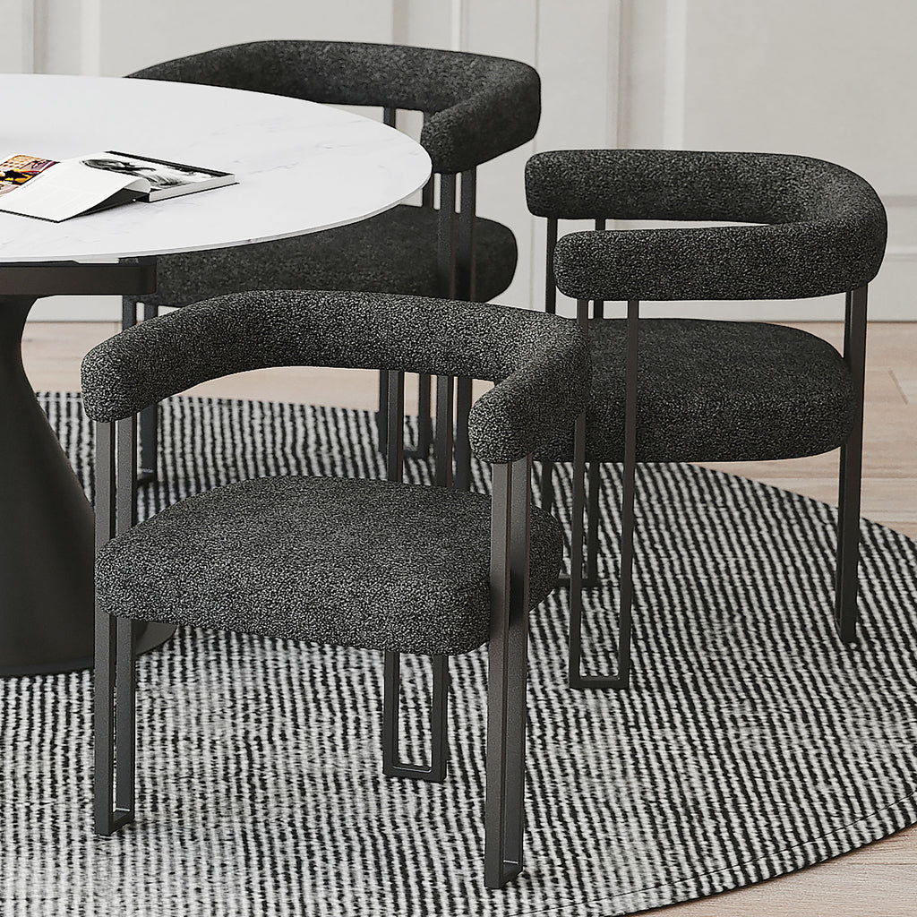 Scarlet Dining/Lounge Chair (Charcoal Fabric and Black) (Set of 2)