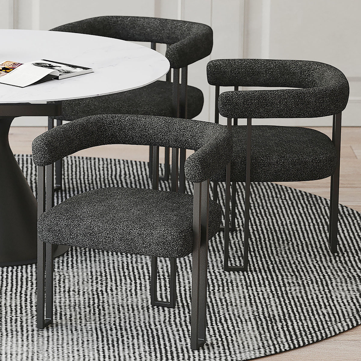Scarlet Dining/Lounge Chair (Charcoal Fabric and Black) (Set of 2)