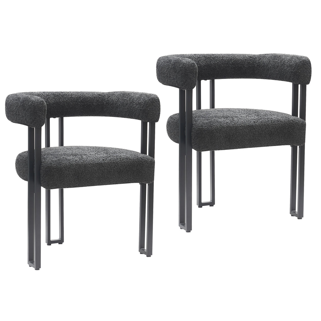 Scarlet Dining/Lounge Chair (Charcoal Fabric and Black) (Set of 2)