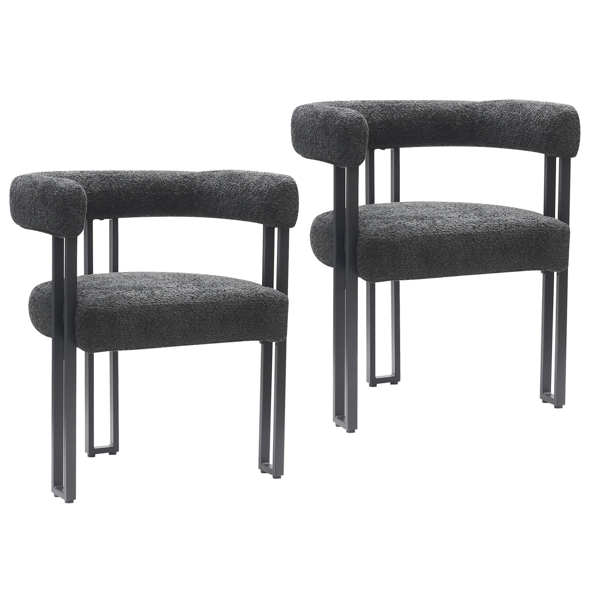 Scarlet Dining/Lounge Chair (Charcoal Fabric and Black) (Set of 2)