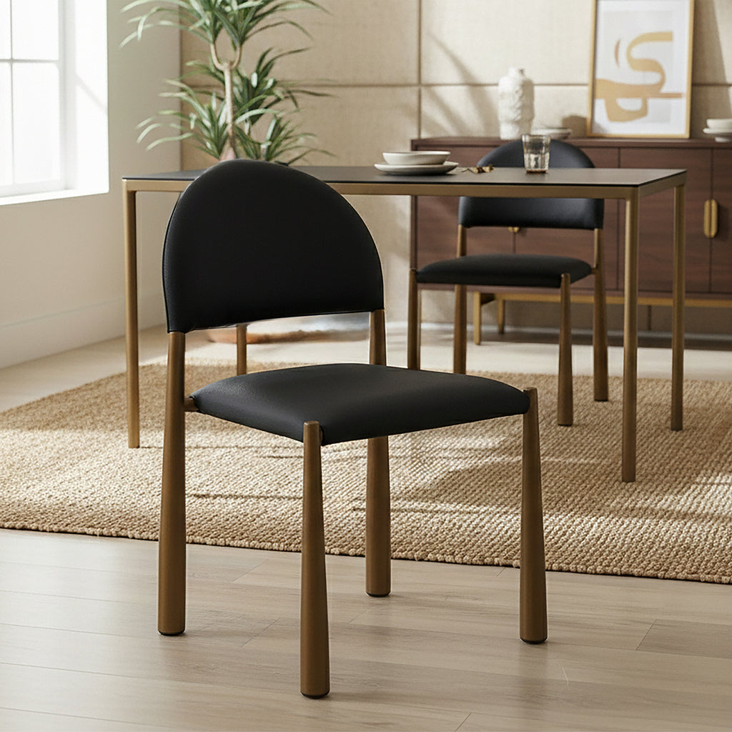 Auggie Dining/Lounge Chair (Black and Aged Gold) (Set of 4)