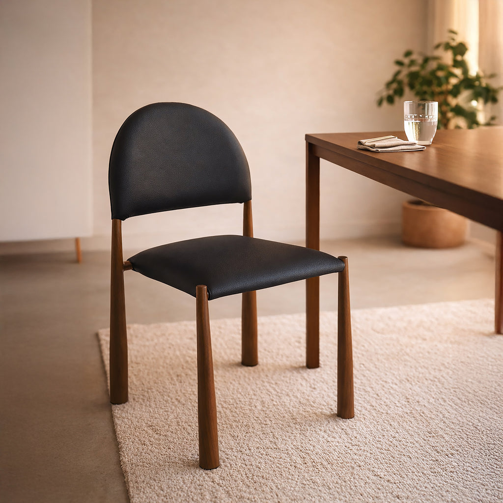 Auggie Dining/Lounge Chair (Black and Walnut) (Set of 4)