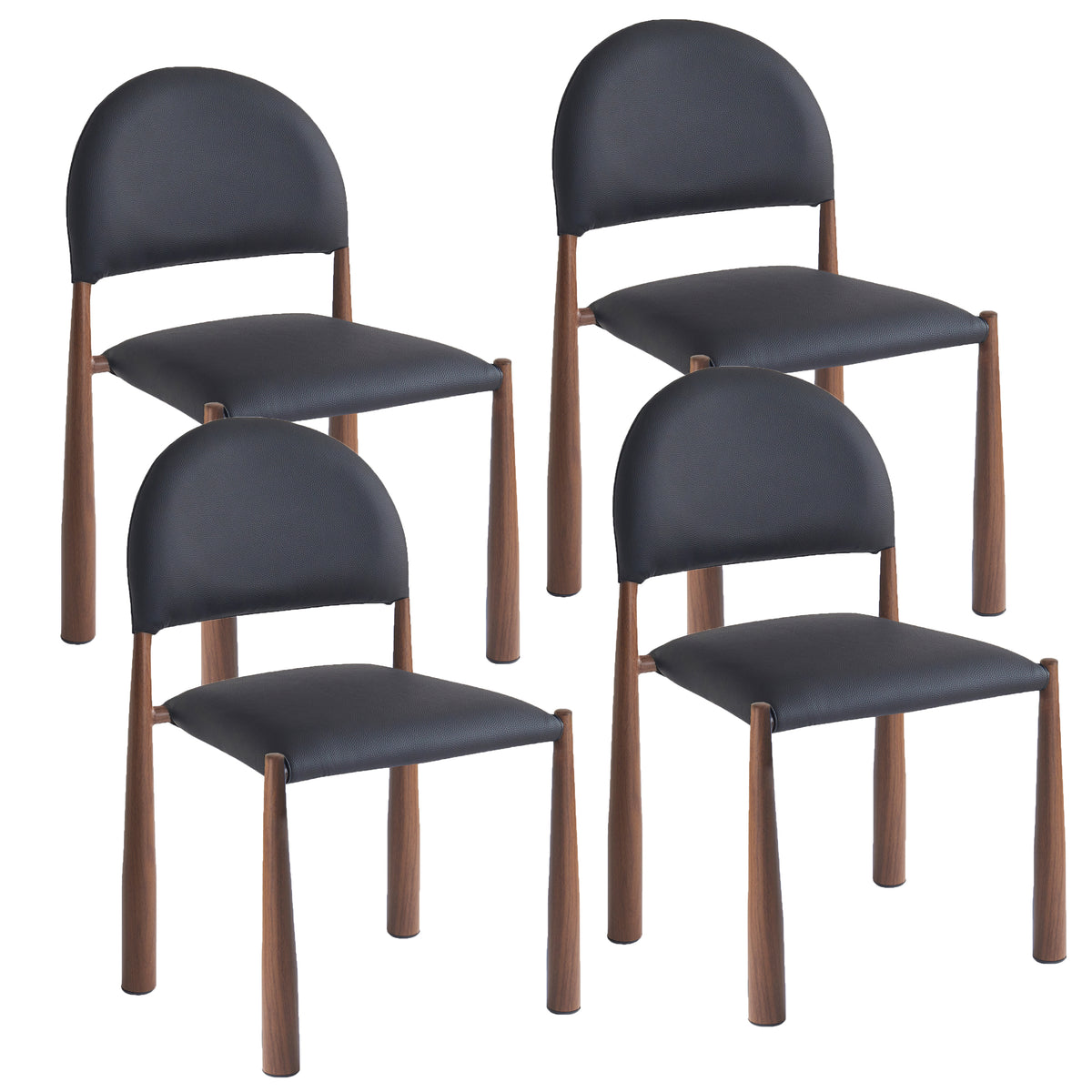 Auggie Dining/Lounge Chair (Black and Walnut) (Set of 4)