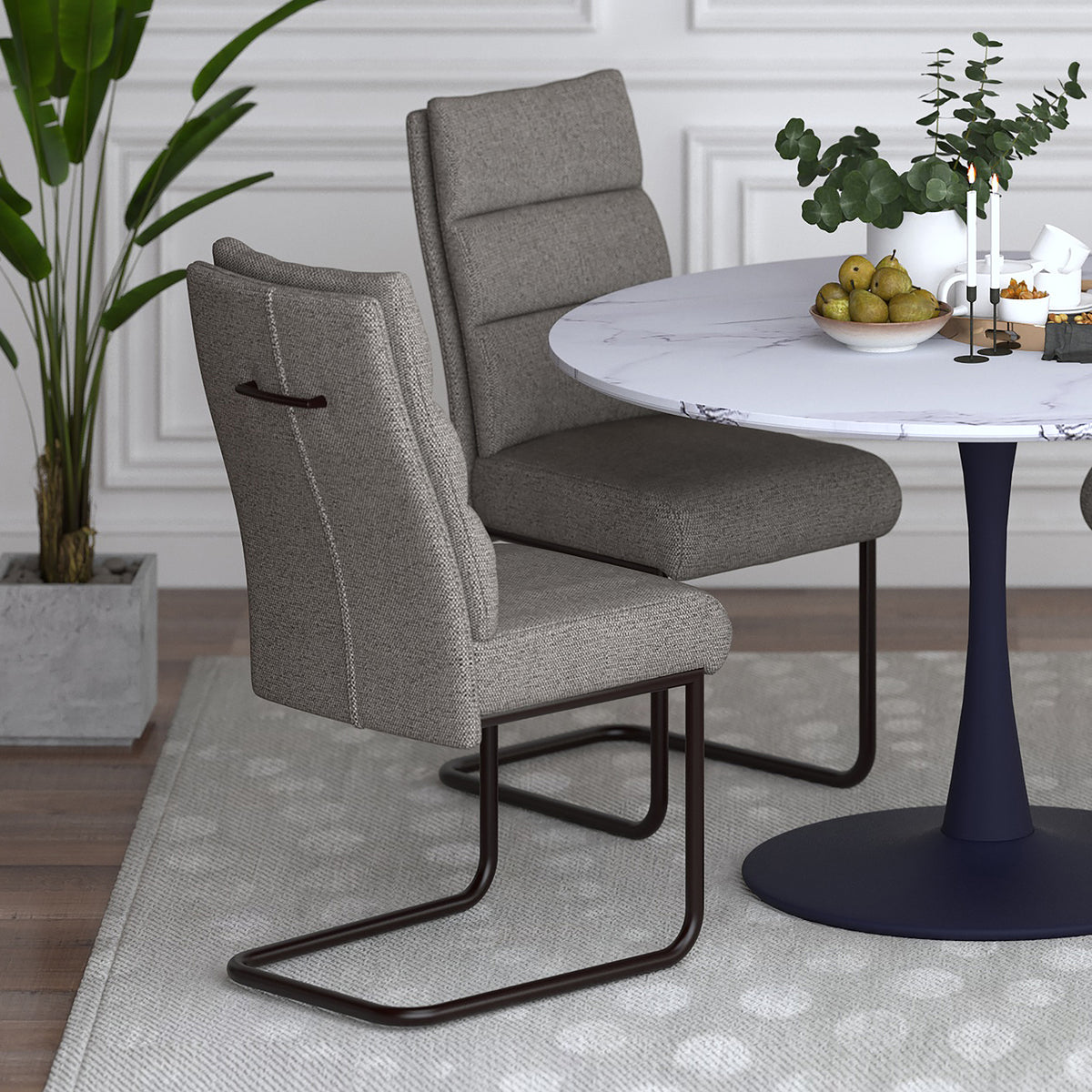 Brodi Dining/Lounge Chair (Charcoal Fabric and Black) (Set of 2)