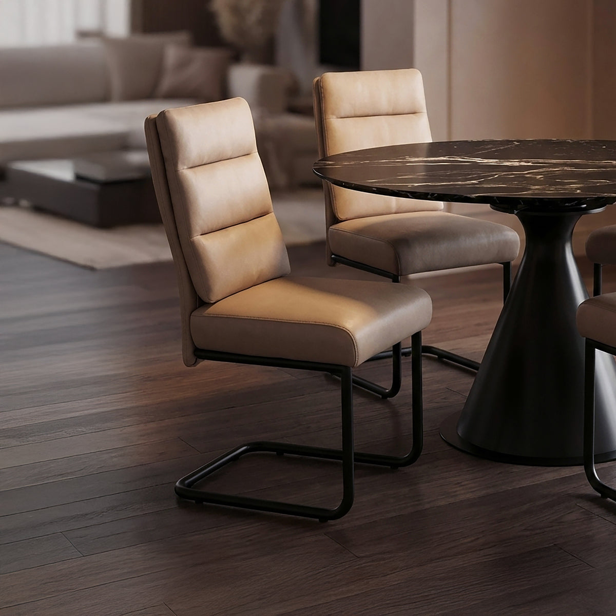 Brodi Dining/Lounge Chair (Mushroom PU and Black) (Set of 2)
