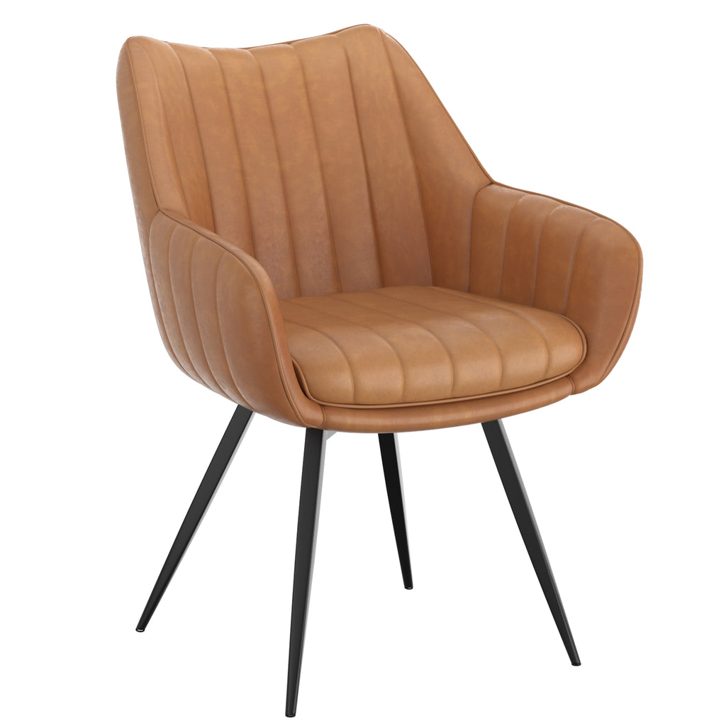 Talon Swivel Dining and Accent Chair (Camel and Black) (Set of 2)