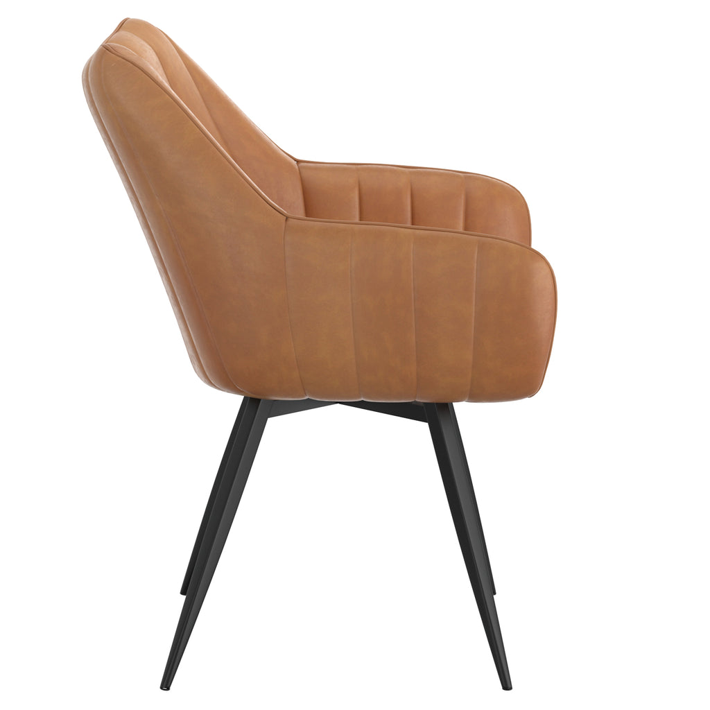 Talon Swivel Dining and Accent Chair (Camel and Black) (Set of 2)