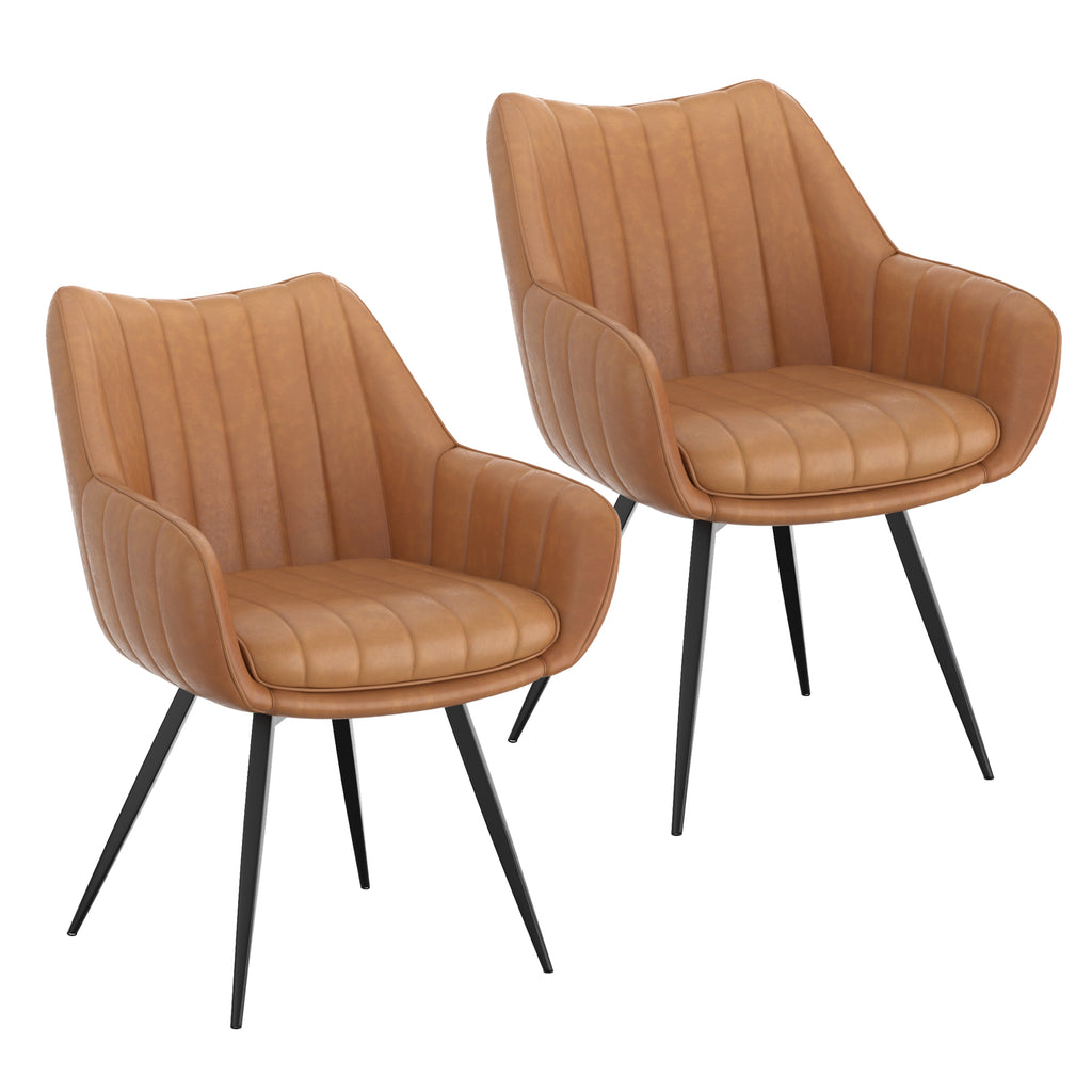 Talon Swivel Dining and Accent Chair (Camel and Black) (Set of 2)