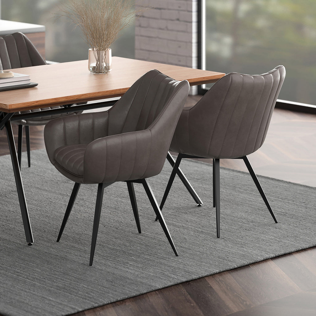 Talon Swivel Dining and Accent Chair (Charcoal and Black) (Set of 2)