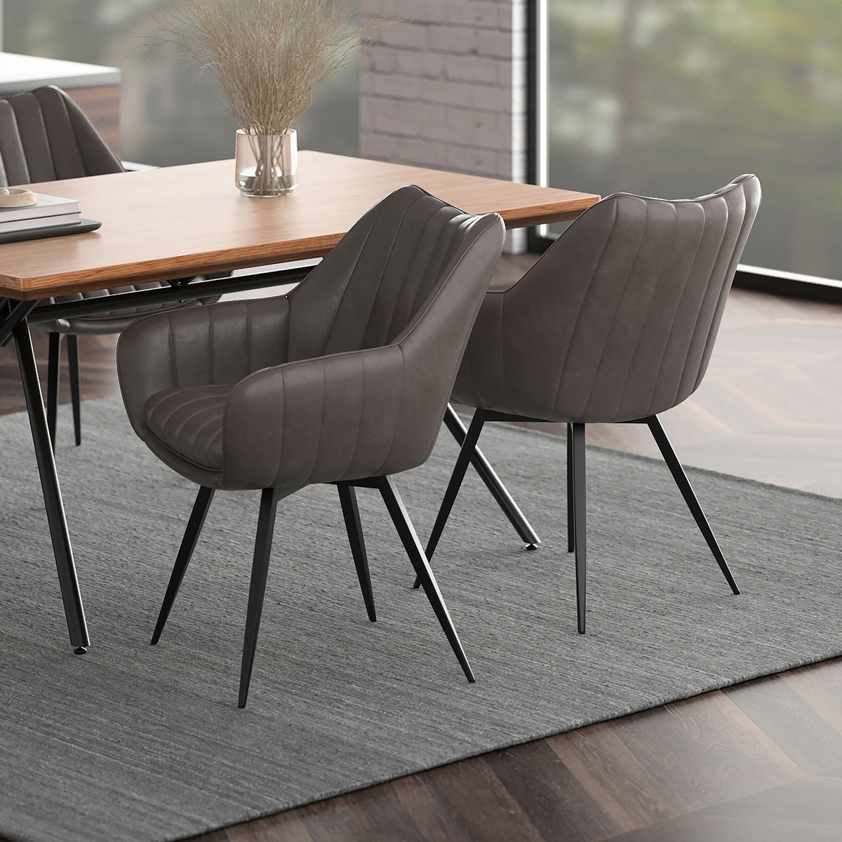 Talon Swivel Dining and Accent Chair (Charcoal and Black) (Set of 2)