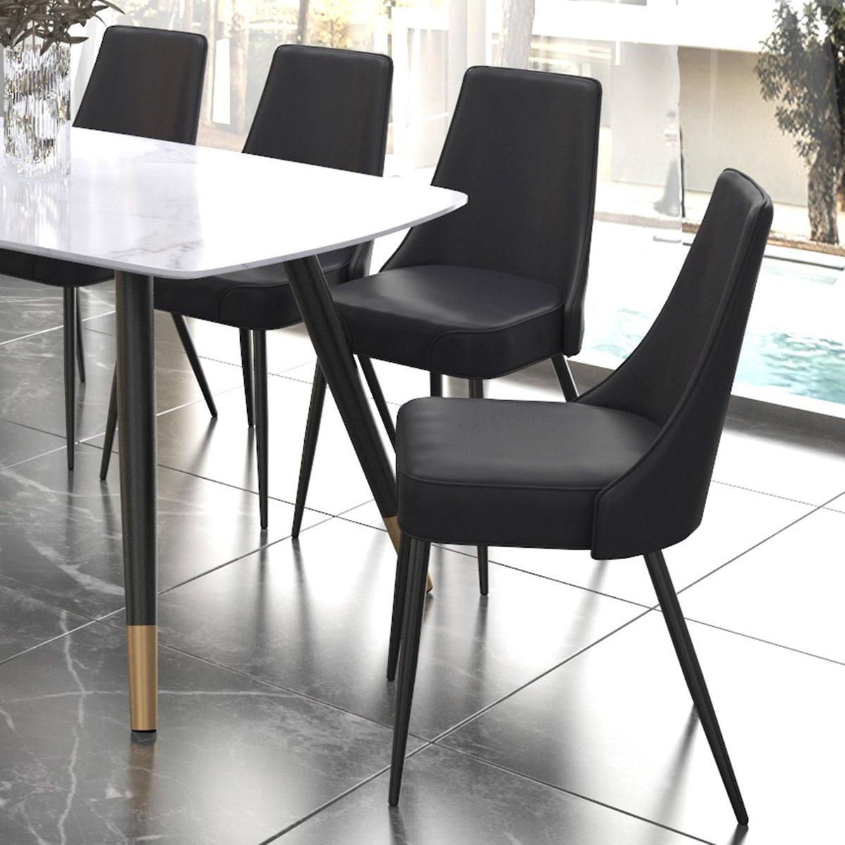 Koda Dining/Lounge Chair (Black and Black) (Set of 2)
