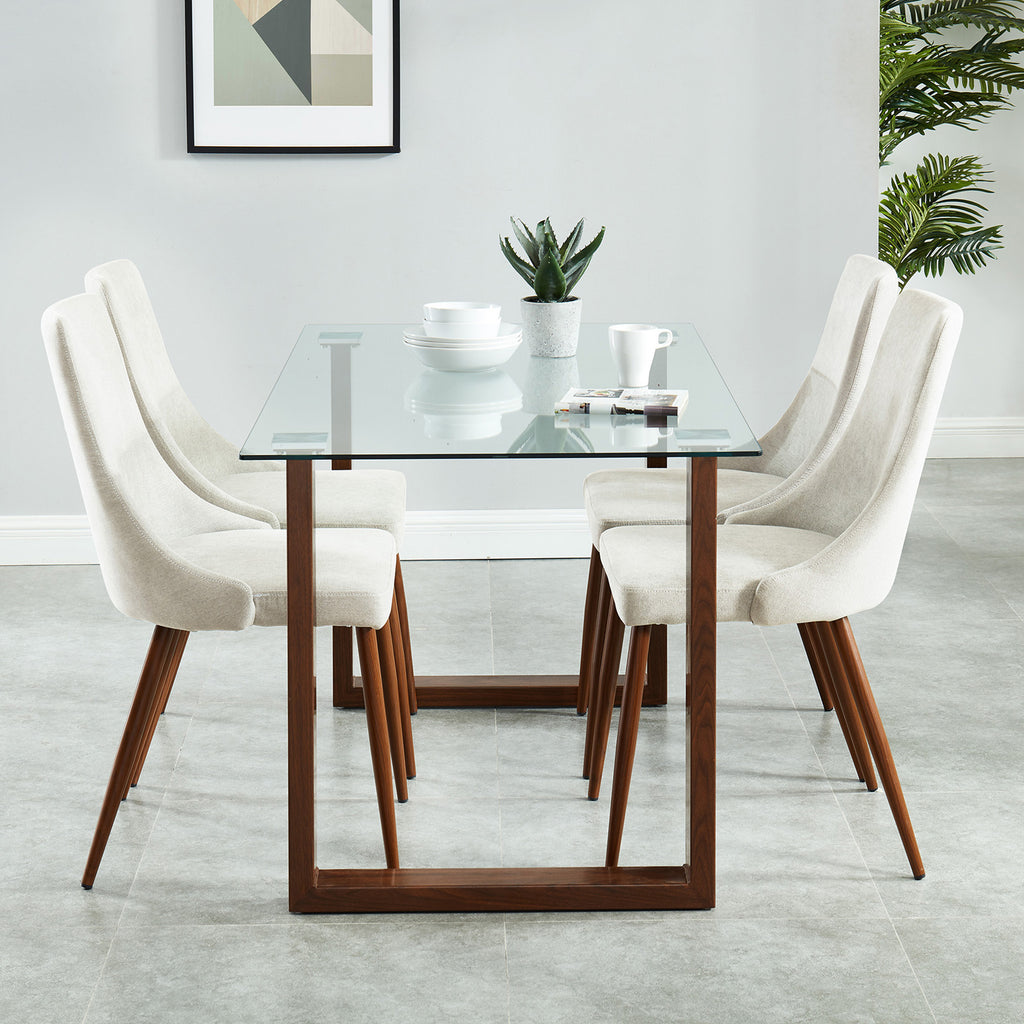 Cora Dining/Lounge Chair (Beige and Walnut) (Set of 2)