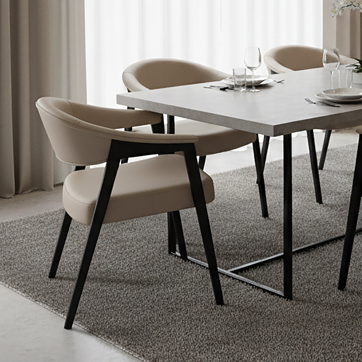 Bexley Dining/Lounge Chair (Mushroom and Black) (Set of 2)