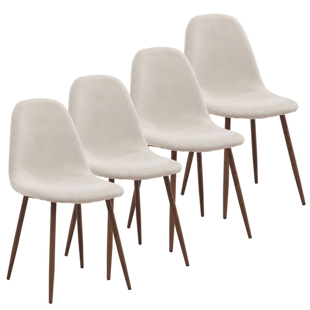 Lyna Dining/Lounge Chair (Beige and Walnut) (Set of 4)