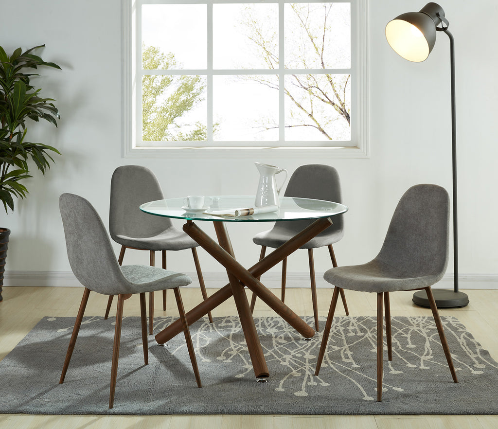 Lyna Dining/Lounge Chair (Grey and Walnut) (Set of 4)