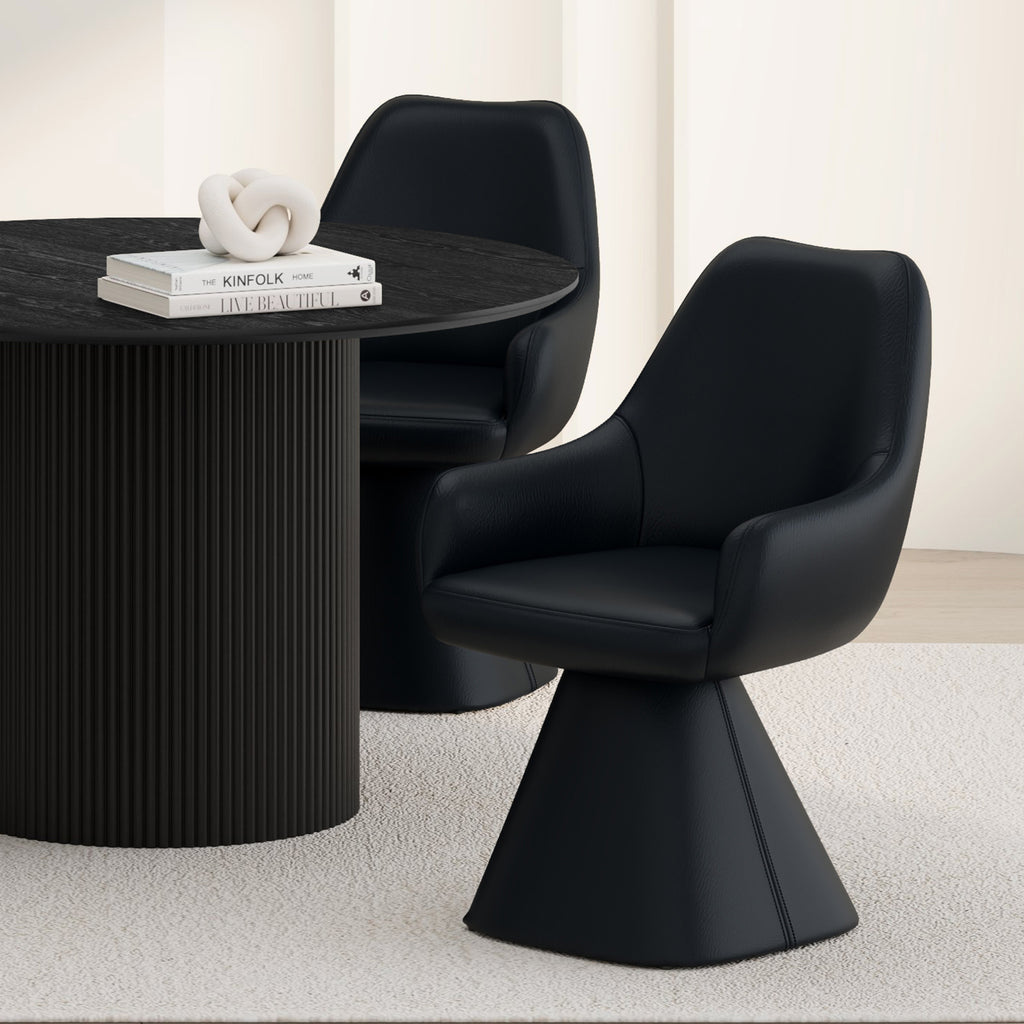 Caprese Swivel Dining and Accent Chair (Black) (Set of 2)