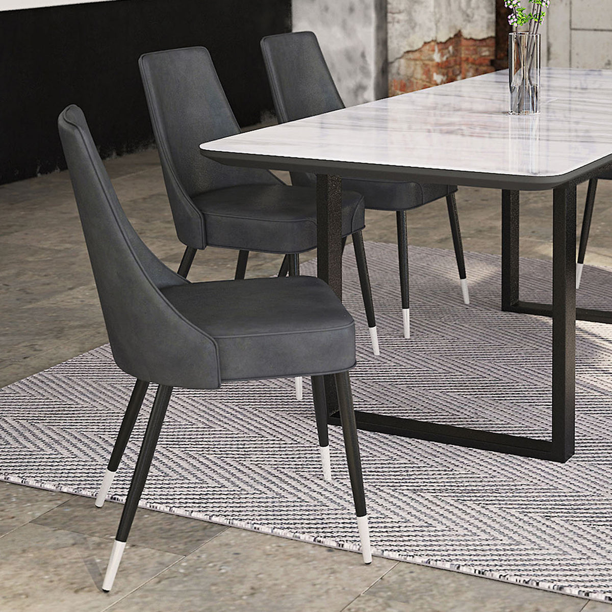 Silvano Dining/Lounge Chair (Vintage Grey and Black) (Set of 2)