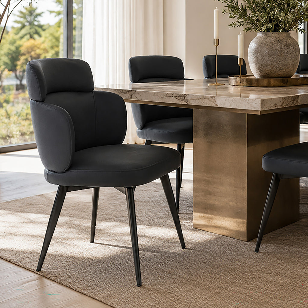 Razzo Dining Chair (Black and Black) (Set of 4)