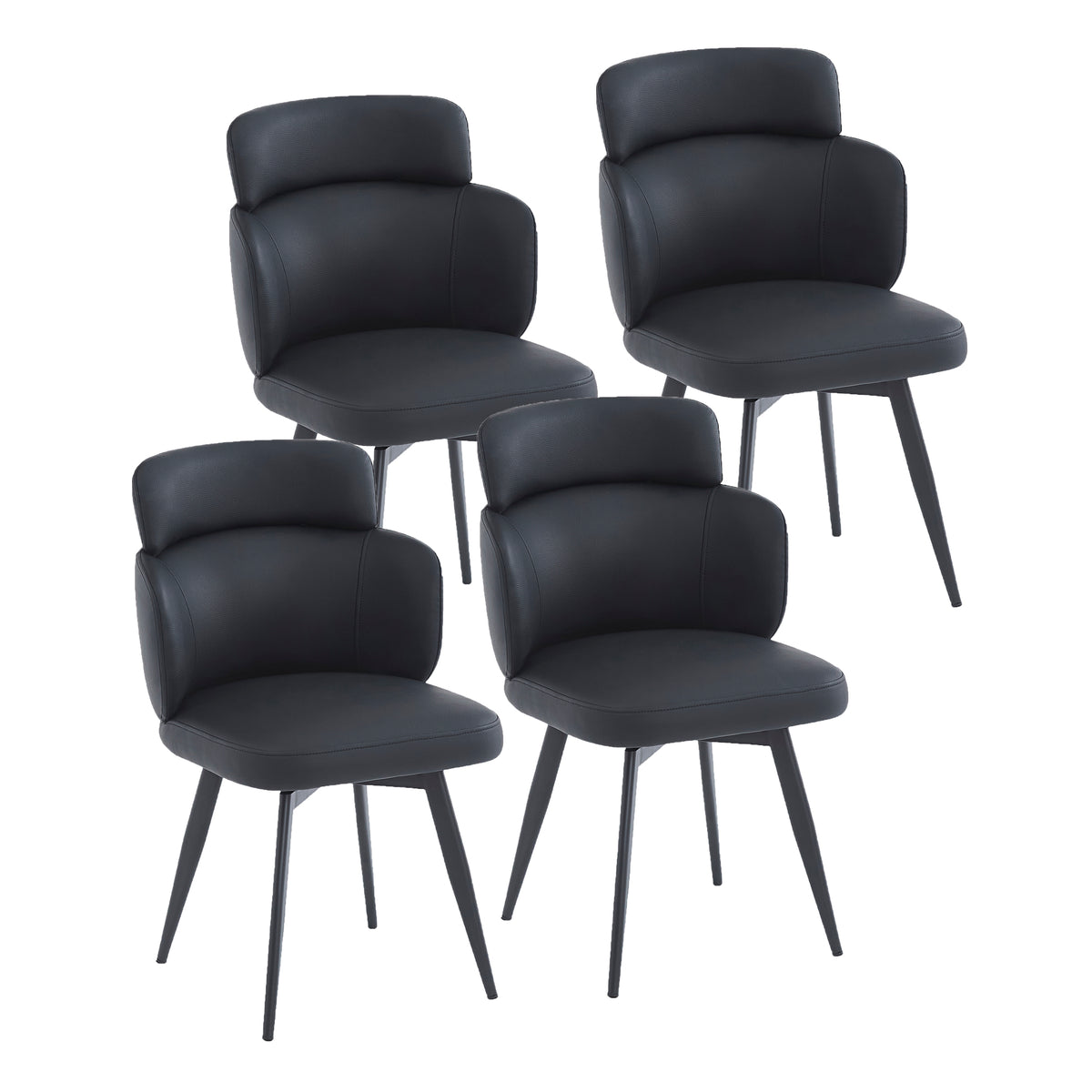 Razzo Dining Chair (Black and Black) (Set of 4)