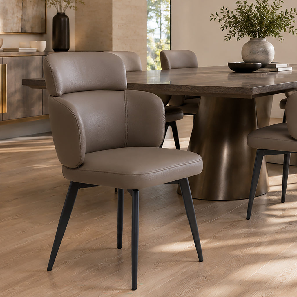 Razzo Dining Chair (Stone and Black) (Set of 4)