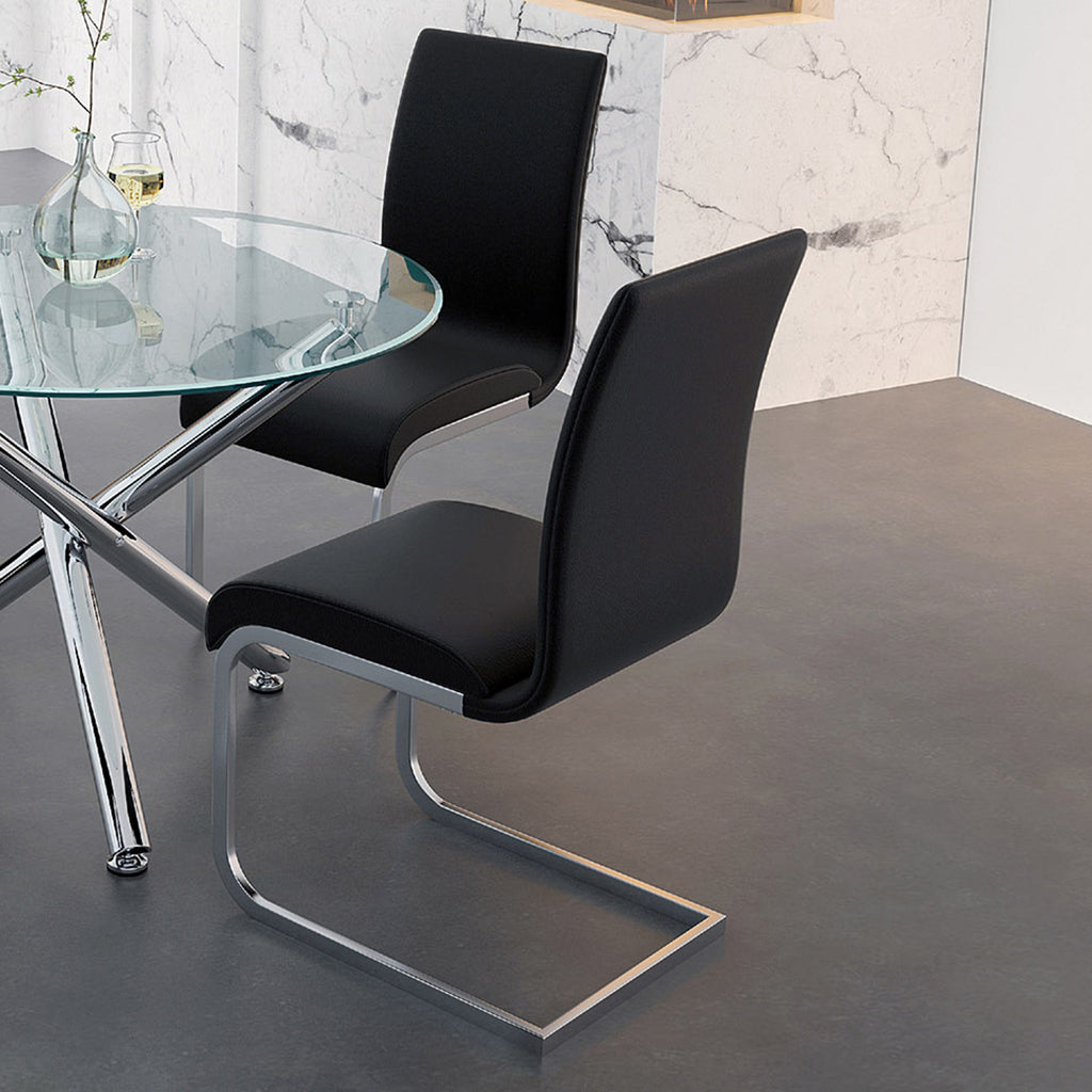 Maxim Dining/Lounge Chair (Black and Chrome) (Set of 2)