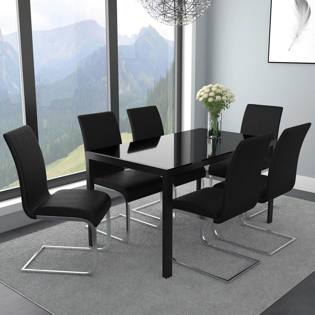 Maxim Dining/Lounge Chair (Black and Chrome) (Set of 2)