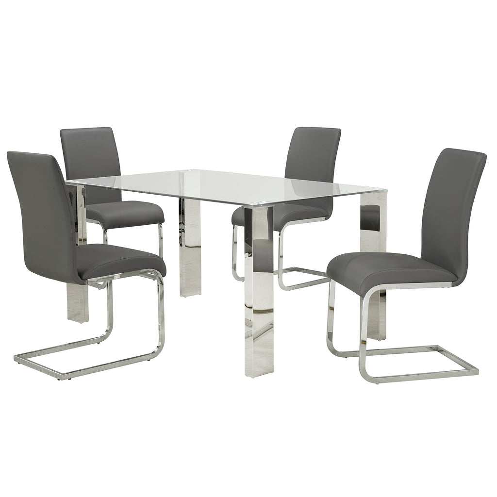 Maxim Dining/Lounge Chair (Grey and Chrome) (Set of 2)