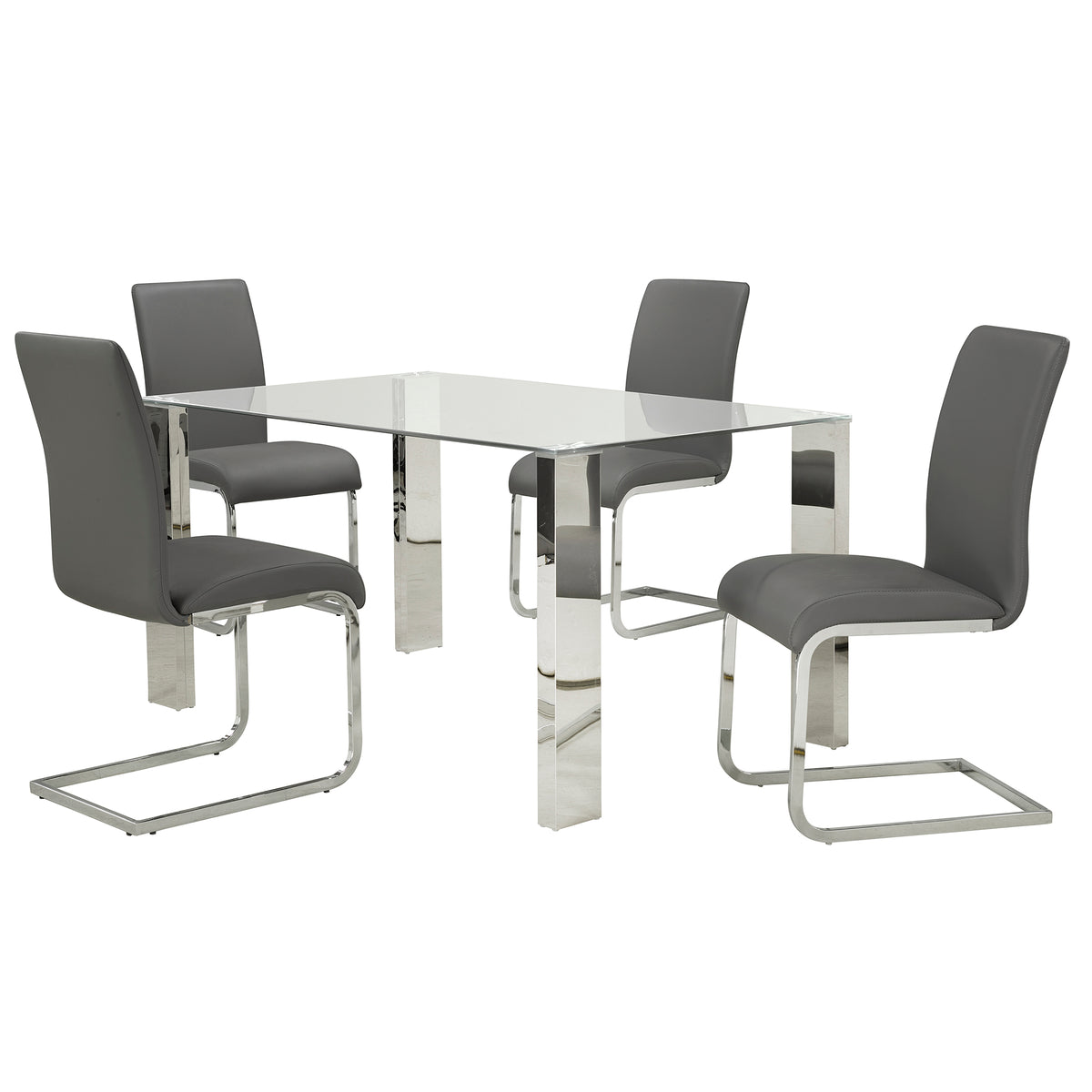 Maxim Dining/Lounge Chair (Grey and Chrome) (Set of 2)