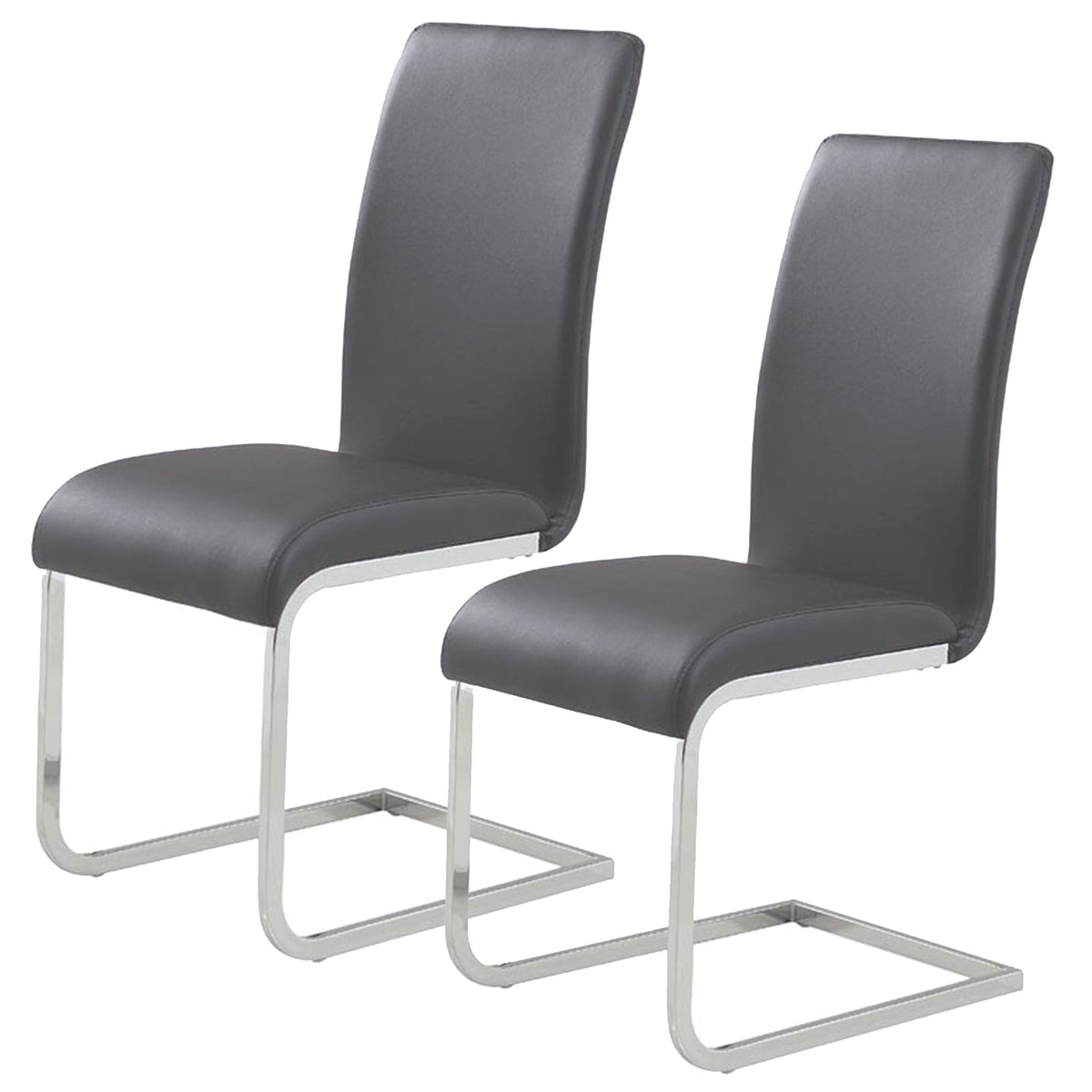 Maxim Dining/Lounge Chair (Grey and Chrome) (Set of 2)